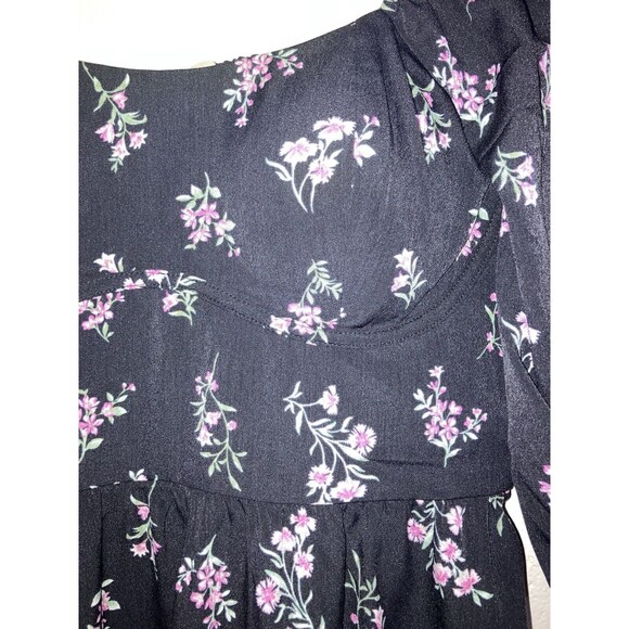 Inspired Heart Mini Dress Womens Size L Black Pink Floral - Picture 10 of 16